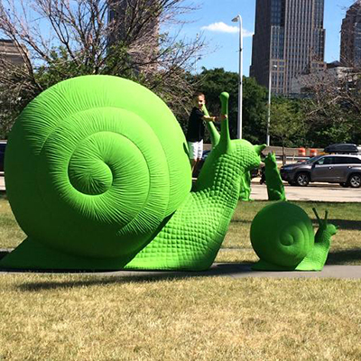 colorful fiberglass sculpture snails